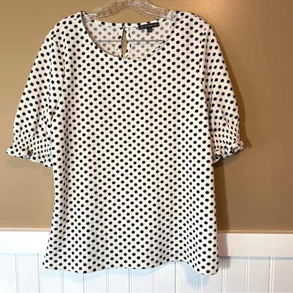 Adrianna Papell Tops Adrianna Papell Large Black And White Polka
